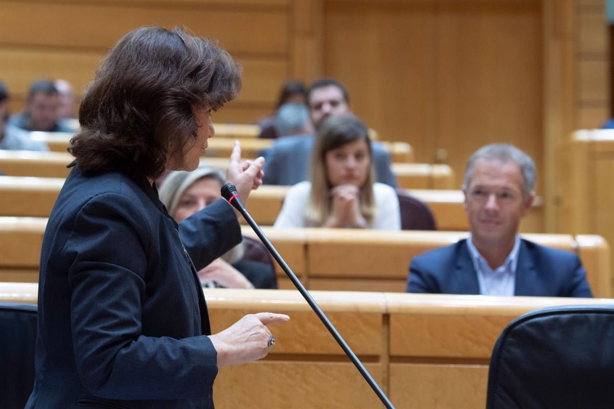 6/11/2018. Carmen Calvo en la sesión de control en el Senado. La vicepresidenta del Gobierno, ministra de la Presidencia, Relaciones con las...