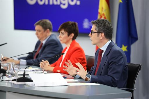 El ministro Félix Bolaños, en la rueda de prensa posterior al Consejo de Ministros.